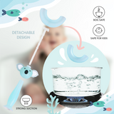 Brunoko Silicon Training Cup + 2in1 U-Shaped Toothbrush (Green) - Brunoko