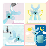 Brunoko Silicon Training Cup + 2in1 U-Shaped Toothbrush (Green) - Brunoko