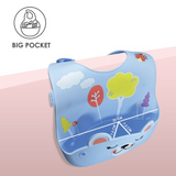 Brunoko 3in1 Baby Cutlery Set - 2-Piece Silicone Bibs + Toddler Utensil (Green) - Brunoko