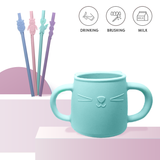 Brunoko Silicone Training Cup + 4 Reusable Silicone Straws (Green) - Brunoko