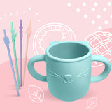 Brunoko Silicone Training Cup + 4 Reusable Silicone Straws (Green) - Brunoko