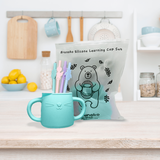 Brunoko Silicone Training Cup + 4 Reusable Silicone Straws (Green) - Brunoko