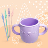 Brunoko Open Cup with Silicone Straws (Purple) - Brunoko