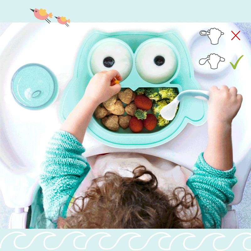 Brunoko 5in1 Baby Suction Plate + Silicone Bib Set (Green) - Brunoko