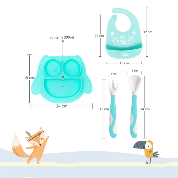 Brunoko 3 in 1 Suction Plate Set (Green) - Brunoko