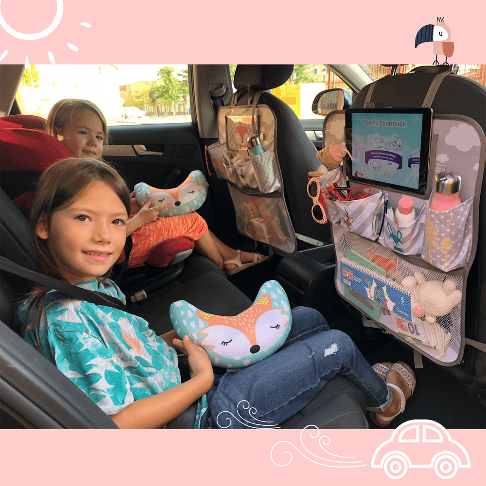 Auto Rücksitz-Organizer 2er-Set – 3D Holzpferd-Matte Für Tablet & Spielzeug, Schützt Die Sitzlehne