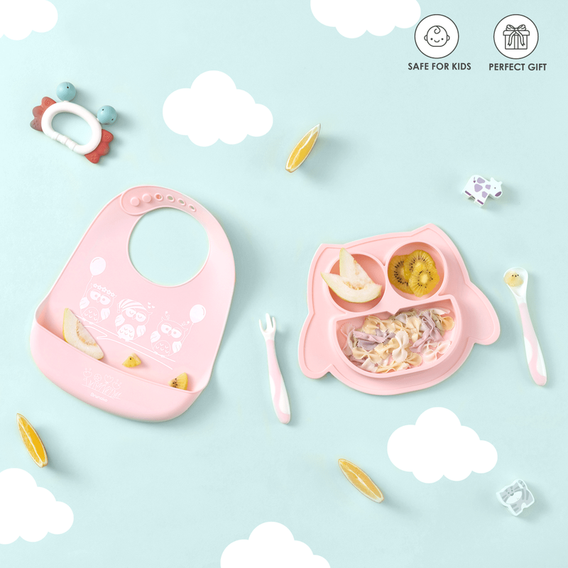 Brunoko 3 in 1 Suction Plate Set (Pink) - Brunoko