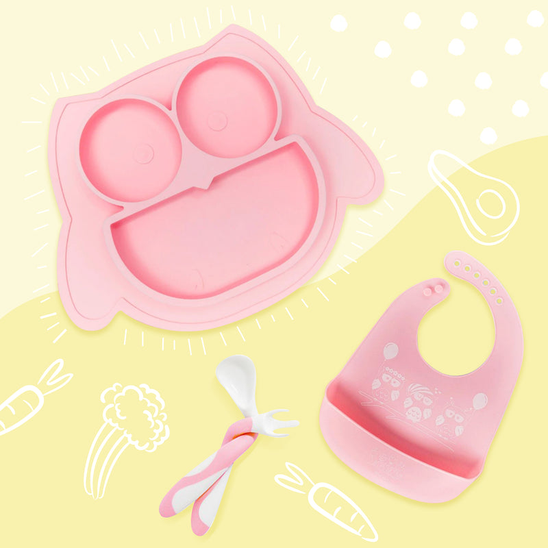 Brunoko 3 in 1 Suction Plate Set (Pink) - Brunoko